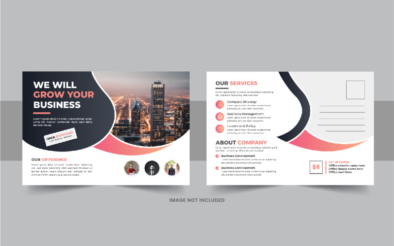 Briefkaart ontwerpsjabloon of moderne zakelijke eddm briefkaart ontwerp lay-out