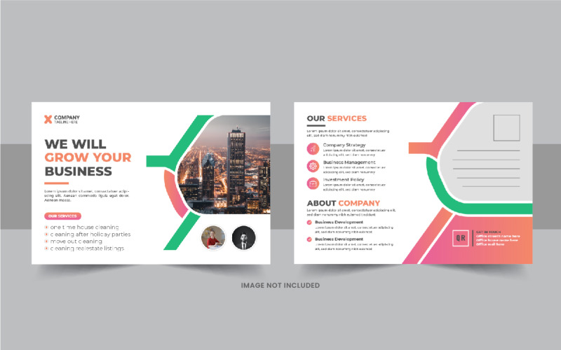 Briefkaart ontwerpsjabloon of moderne zakelijke eddm briefkaart ontwerpsjabloon lay-out