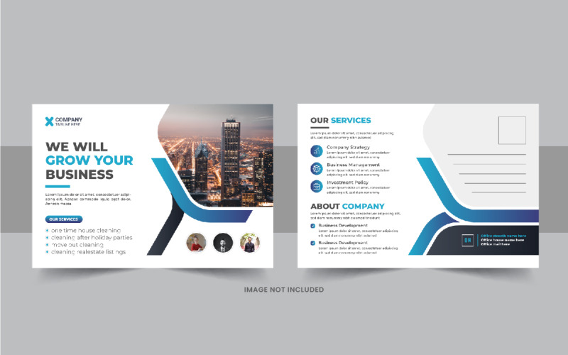 Briefkaart ontwerpsjabloon of moderne zakelijke eddm briefkaartsjabloon lay-out
