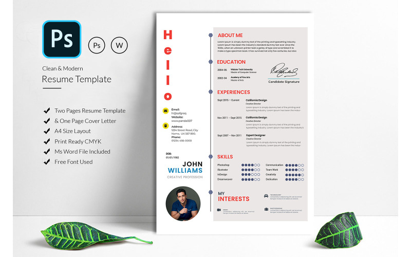 Red Special Rusme CV For Job PSD 435781 TemplateMonster