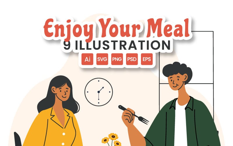 9 Disfrute de su comida Ilustración vectorial