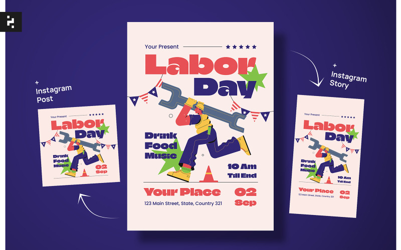 Kreativa Minimal Labor Day Flyer Mall