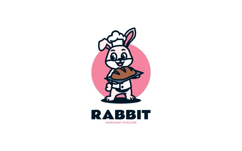 Logo del fumetto della mascotte dello chef del coniglio
