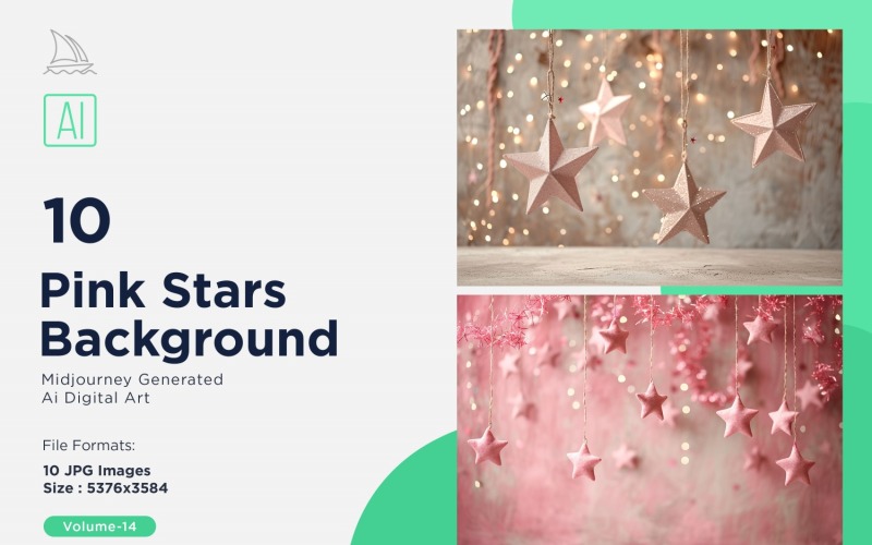Pink Stars Bakgrund 10 Set Vol - 14