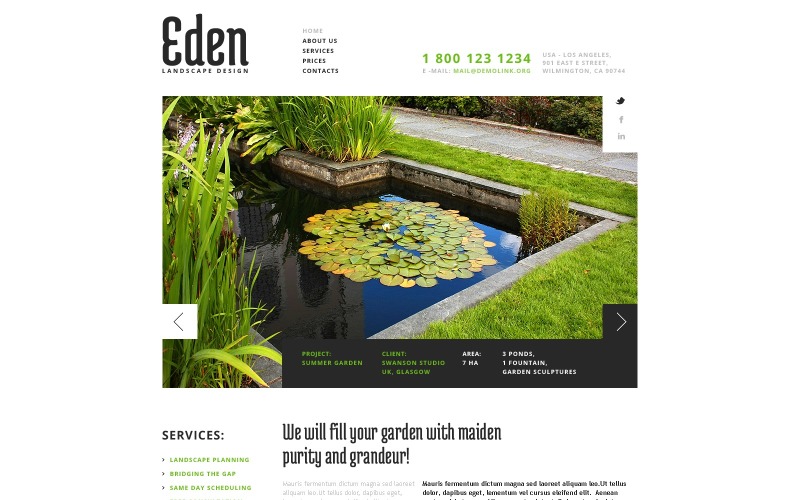 ландшафтный дизайн адаптивный шаблон сайта