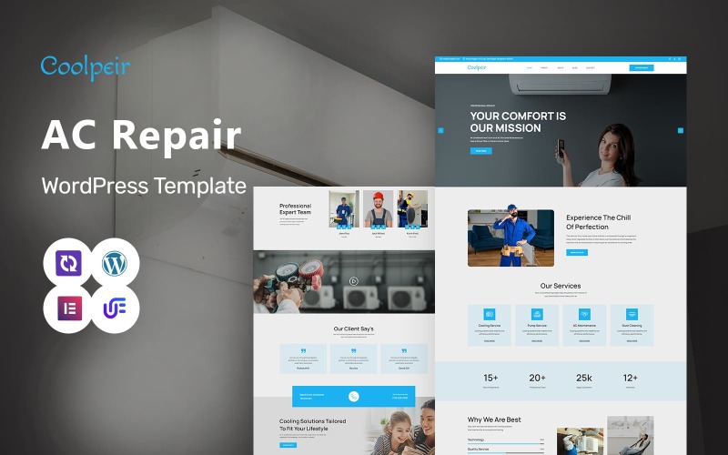 Coolpeir - Tema WordPress Elementor de ar condicionado e aquecimento