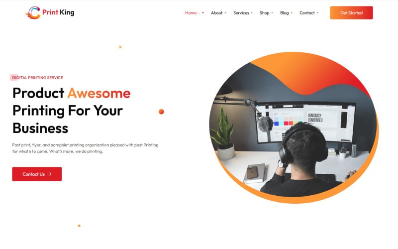 PrintKing – WordPress-tema för tryckeri och t-shirts, tryckeri