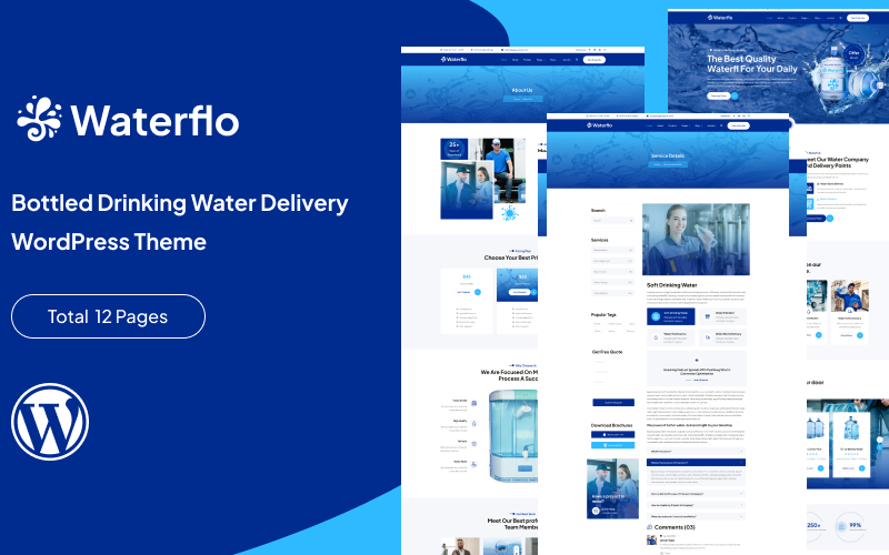 Waterflo – Palackozott ivóvíz szállítása WordPress téma