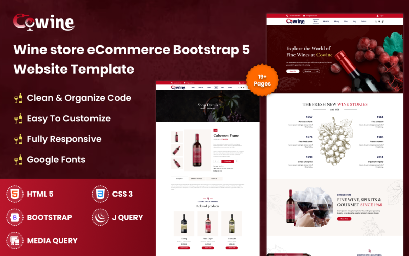 Cowine Store eCommerce Bootstrap 5 Webová šablona