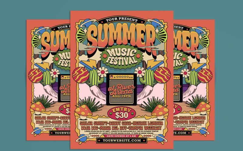 Modèle de Flyer affiche du festival de musique d'été