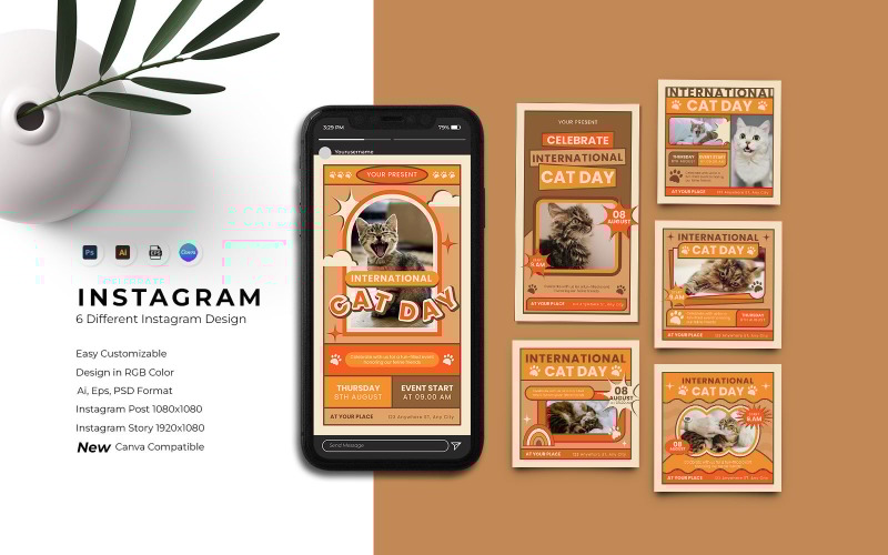 Modèle Instagram de la Journée internationale du chat
