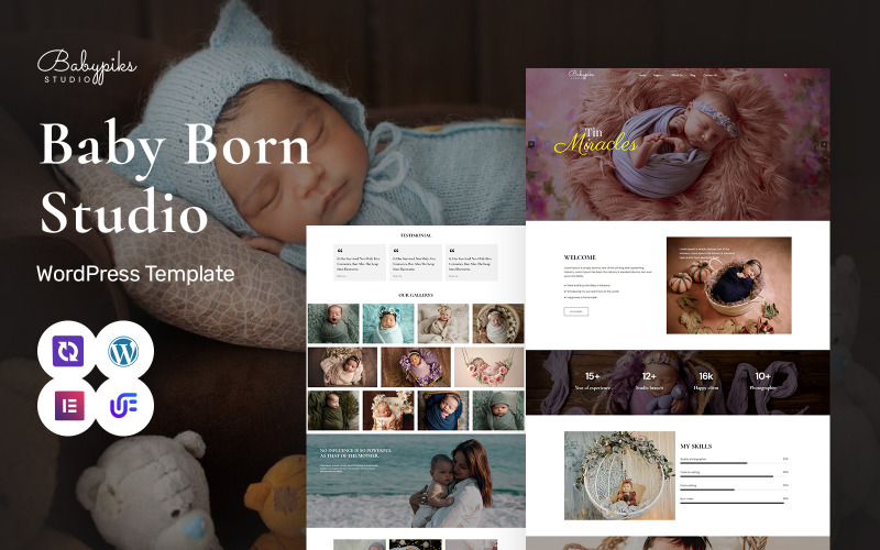Babypiks — WordPress Elementor тема для фотографий новорожденных
