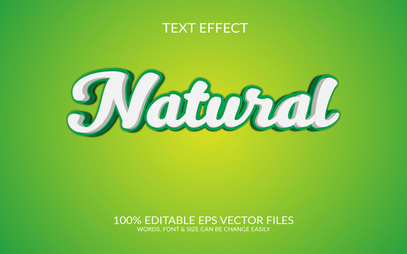 Conception d'illustration d'effet de texte eps vecteur vert naturel 3d.