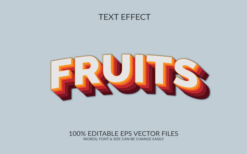 Frukter helt anpassa retrostil 3d texteffektdesign.