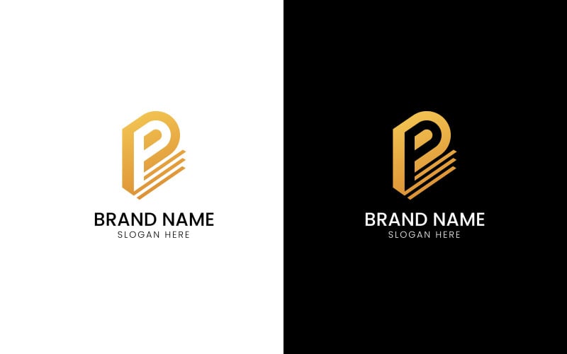 Logotipo financeiro da letra P-08-231