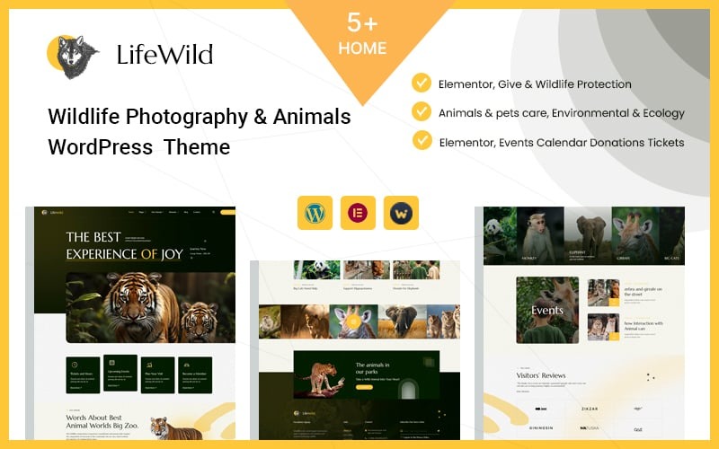 Tema WordPress de fotografia de vida selvagem e animais