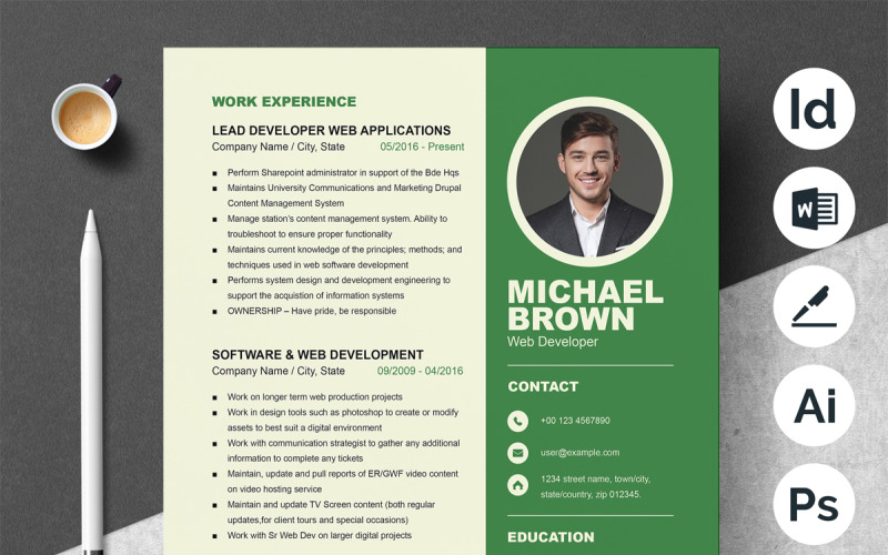 Elegant Resume Template Design Layout
