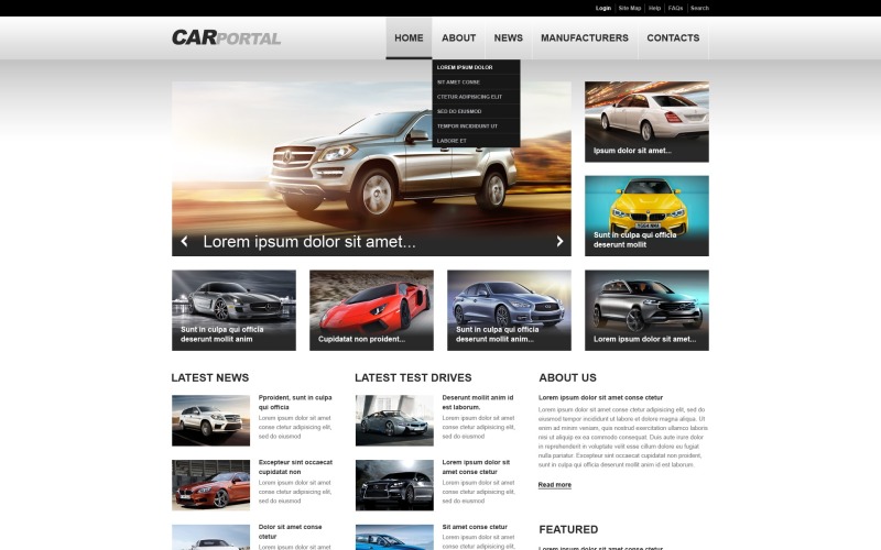 Plantilla de sitio web adaptable a coches