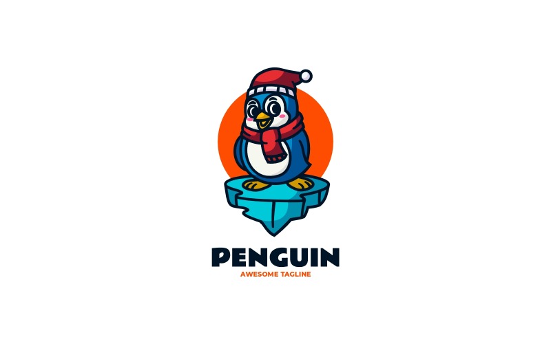 Logotipo de desenho animado de mascote de pinguim fofo 1