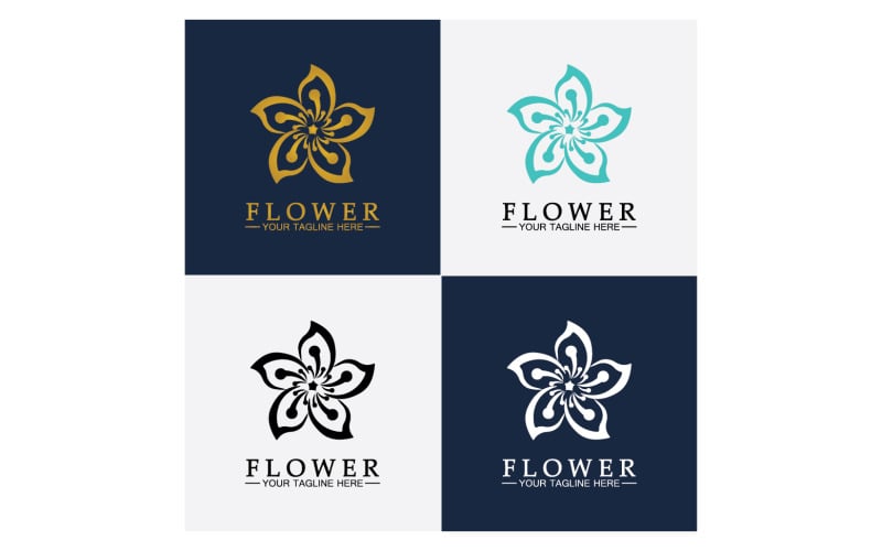 Blomma skönhet färgglada ikon logotyp mall version 20