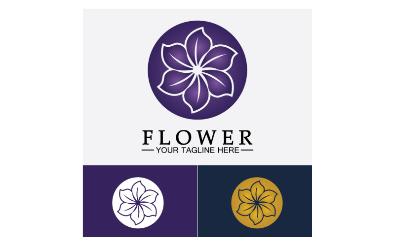 Blomma skönhet färgglada ikon logotyp mall version 42