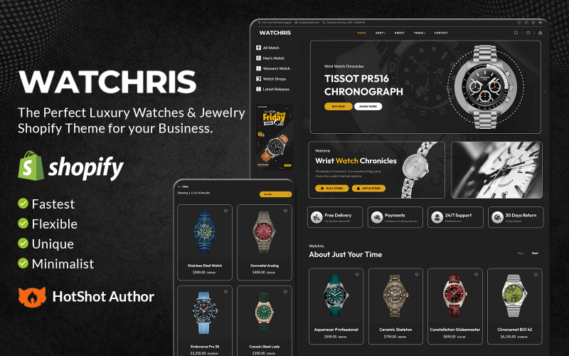 Watchris - Luxusní hodinky a klenotnictví Téma Shopify