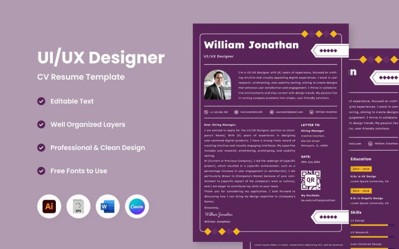 Creative CV Resume UI UX Designer V10
