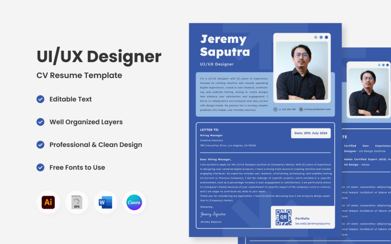 Kreativer Lebenslauf, UI-UX-Designer V1