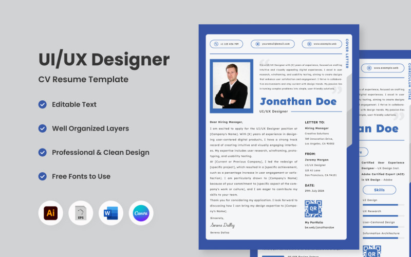 Kreativer Lebenslauf, UI-UX-Designer V6