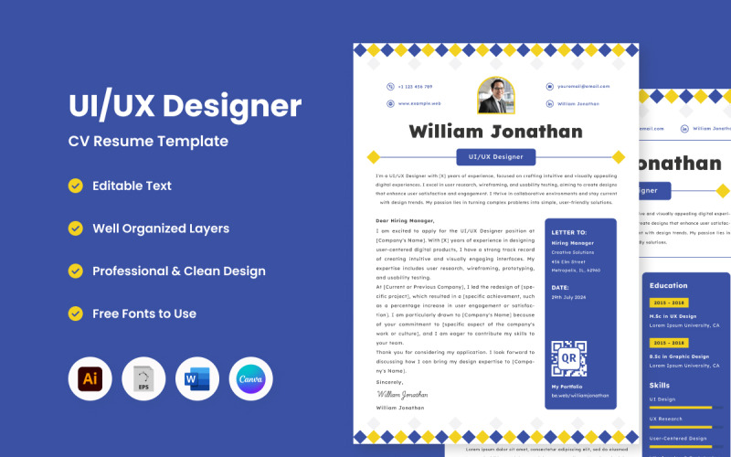 Kreativer Lebenslauf, UI-UX-Designer V7