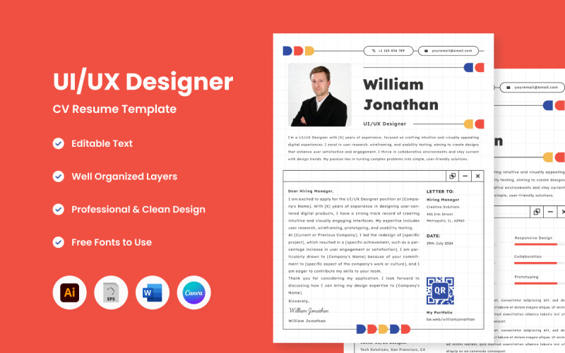 Креативное резюме Резюме UI UX Designer V9