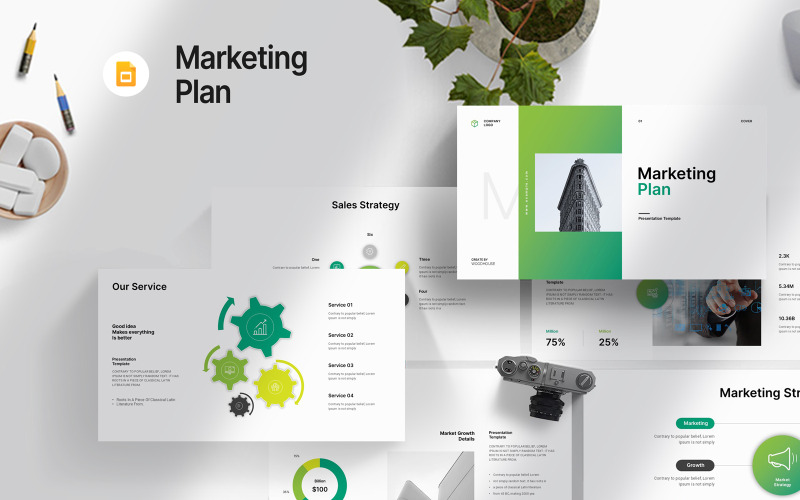 Modelo de slide do Google para plano de marketing digital