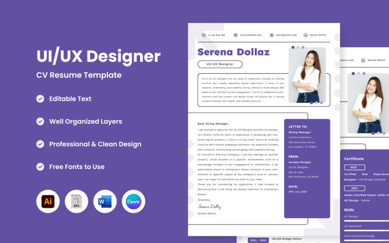 Yaratıcı CV Özgeçmiş UI UX Tasarımcısı V4