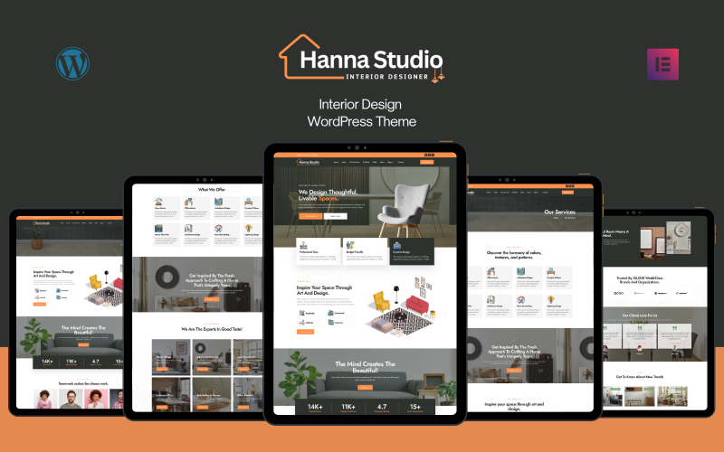Hanna Studio - Tema WordPress de design de interiores