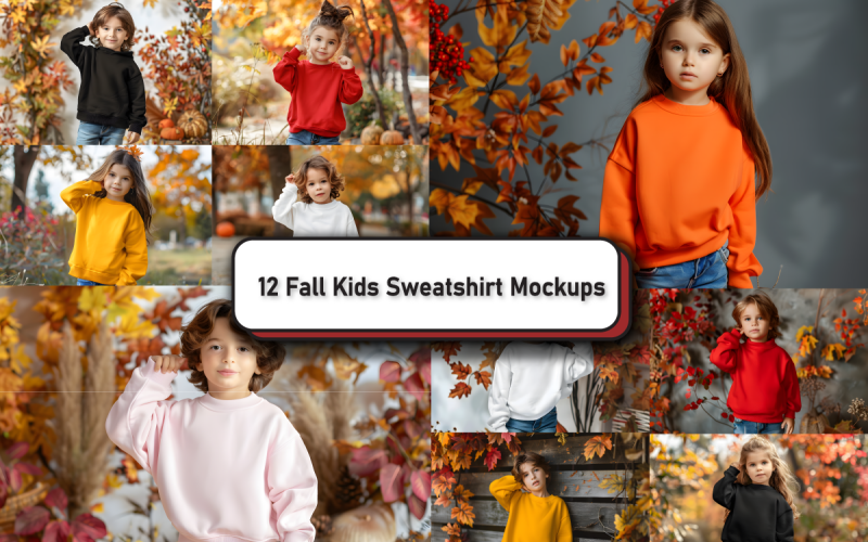 Pacchetto mockup Gildan 18000 autunnale per bambini