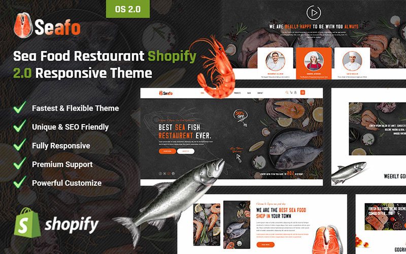 Seafo - Адаптивна тема Shopify 2.0 з морепродуктами