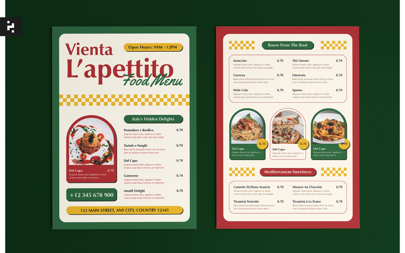 Menu de trattoria italienne rétro