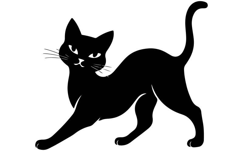 白色背景的 T 恤上的猫剪影矢量
