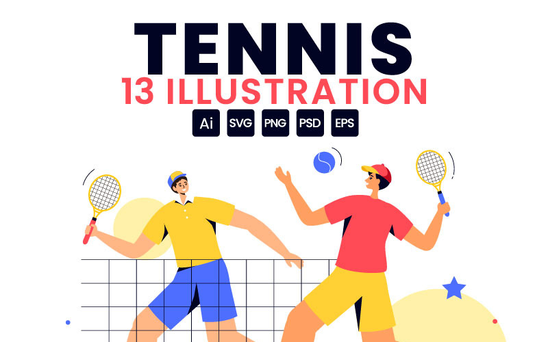 13 Illustrazione sportiva del giocatore di tennis