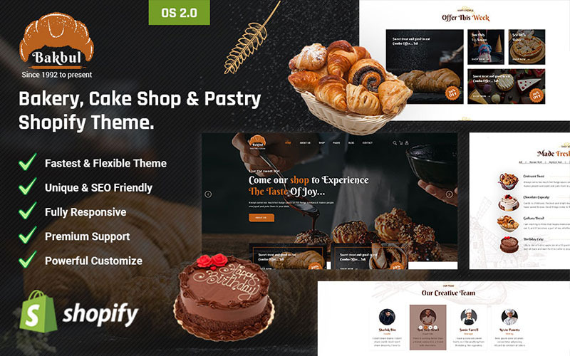 Bakbul – bageri, kakbutik och konditori Shopify-tema