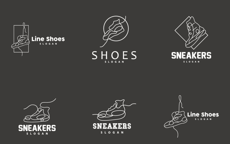 Diseño de logotipo de zapatos Estilo de línea minimalista simple V13