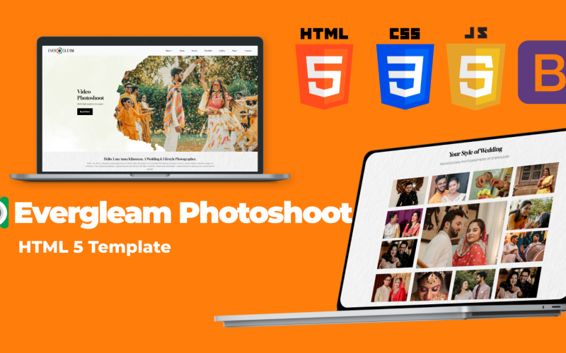 Evergleam Bruiloft Fotografie HTML-sjabloon
