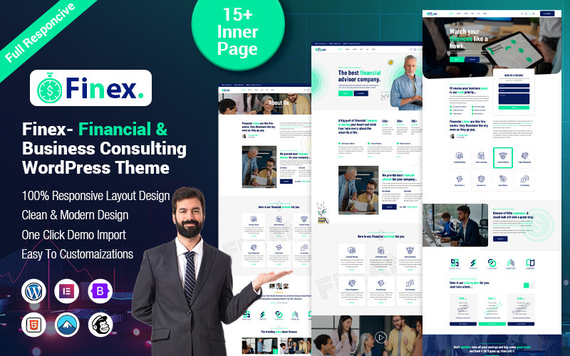 Finex - Tema de WordPress para consultoría financiera y empresarial