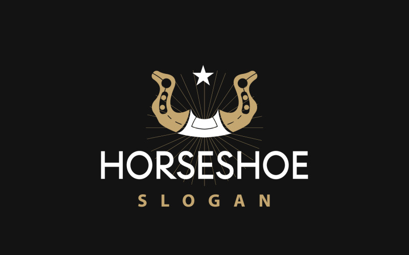 Logotipo de herradura Caballo Vector Vintage ElegantV5