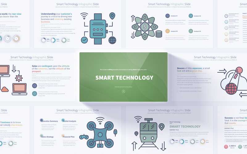 Modello completo di infografica di PowerPoint sulla tecnologia intelligente