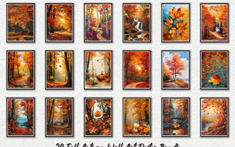 Paquete de pósteres de arte mural de otoño