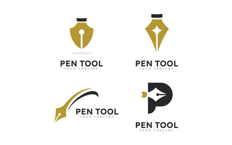Penna logo strumento sfumatura stile colorato vettore V13