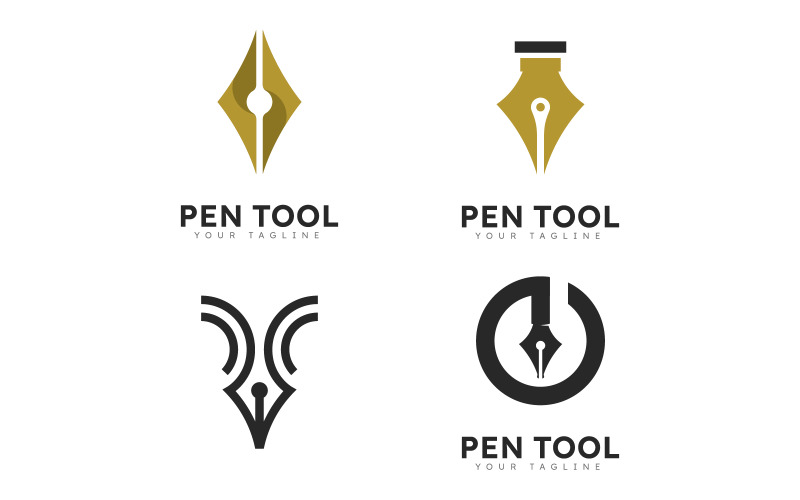 Penna logo strumento sfumatura stile colorato vettore V15