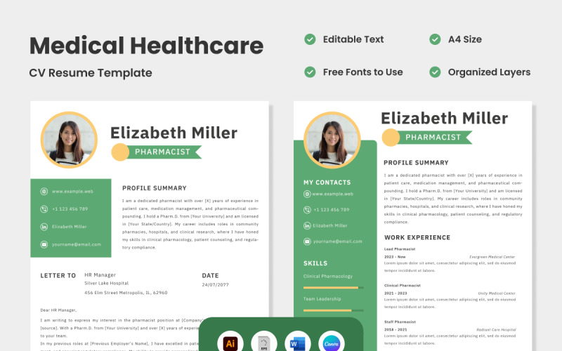 使用 CV Resume Medical Healthcare V3 给招聘经理留下深刻印象