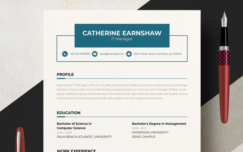 Eenvoudig CV- en CV-sjabloon Word
